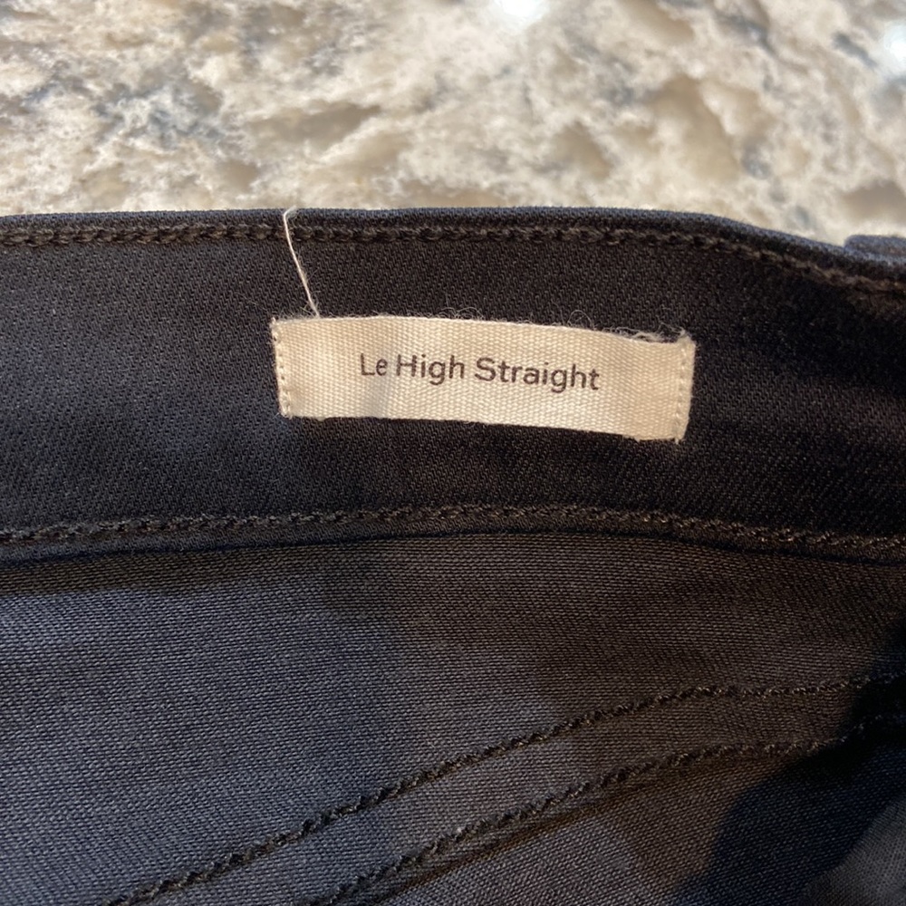 FRAME Le High Straight Crop Frayed Hem Jeans Dark Wash Size 26 - Picture 13 of 16